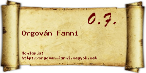 Orgován Fanni névjegykártya